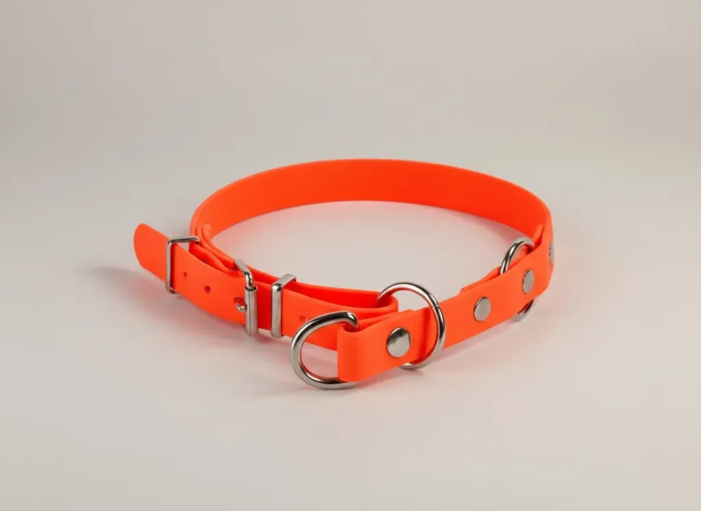 Biothane-Zughalsband mit Begrenzung signalrot (35cm)
